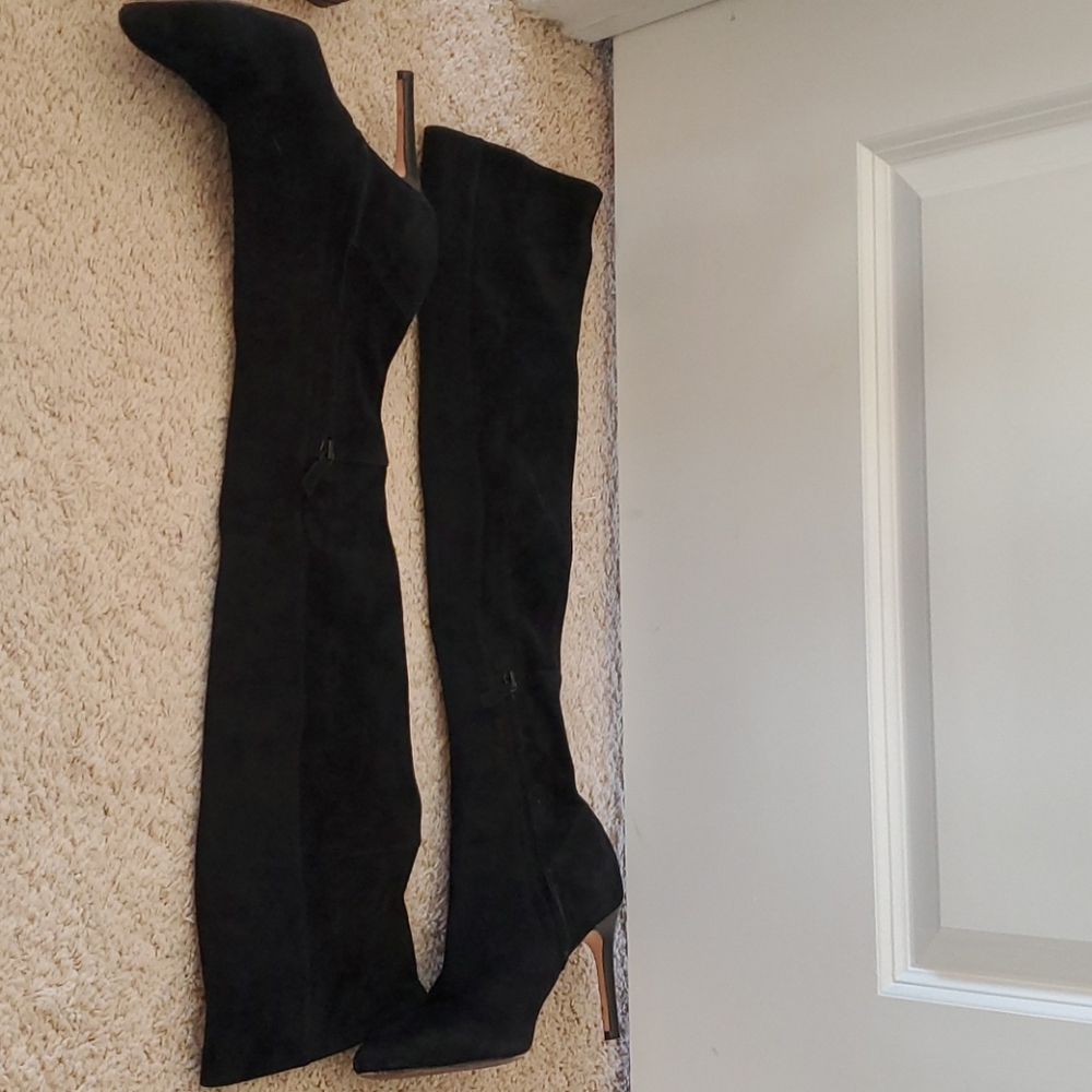 Cole Haan Black Suede Heeled Boots